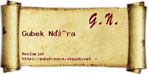 Gubek Nóra névjegykártya